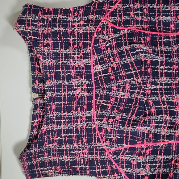 Milly navy and pink tweed pencil sheath dress 8 - Picture 4 of 10